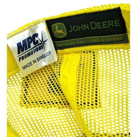 John Deere Trucker Hat Adjustable Snapback Green Yellow Logo Mesh MPC Farmer Cap - Picture 8 of 13